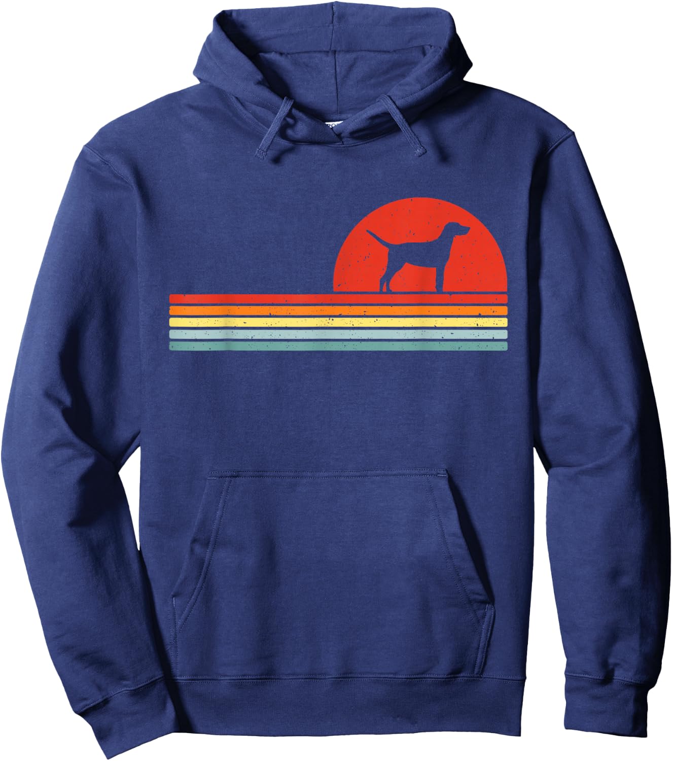 Plott Hound Dog Retro - , All Ages - Black, Small - Short Sleeve - Animal Print - - Polyester 100% Hoodie - Hoodie | Navy