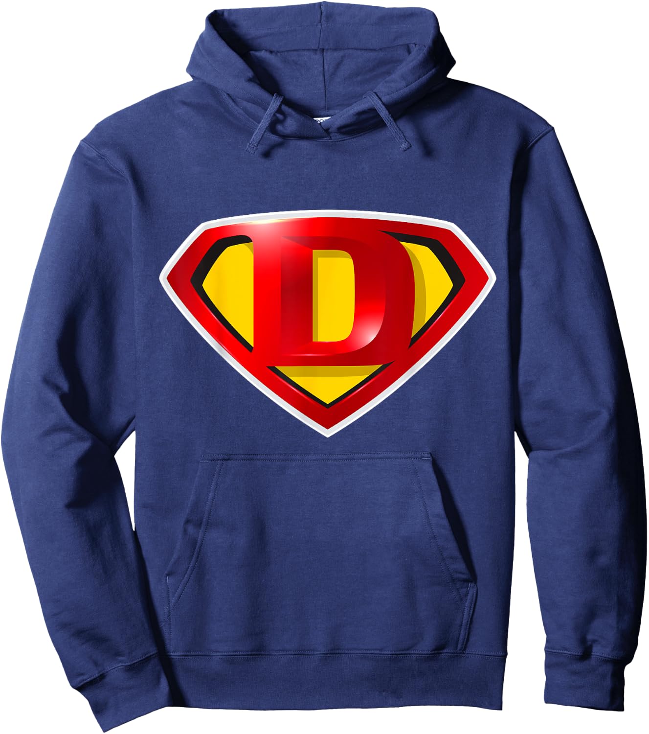 Super D Hero Alphabet Cute Initial Monogram Letter D Logo Hoodie - Hoodie | Navy