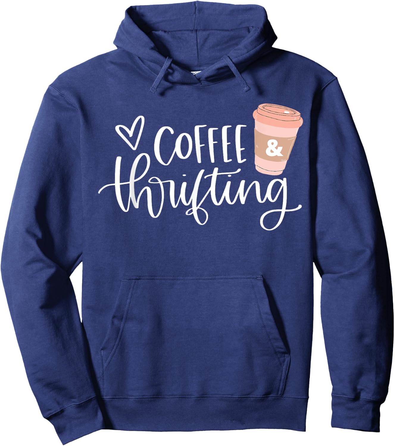 Coffee and Thrifting Cute Shopping Retail Therapy Top Hoodie - Hoodie | Navy
