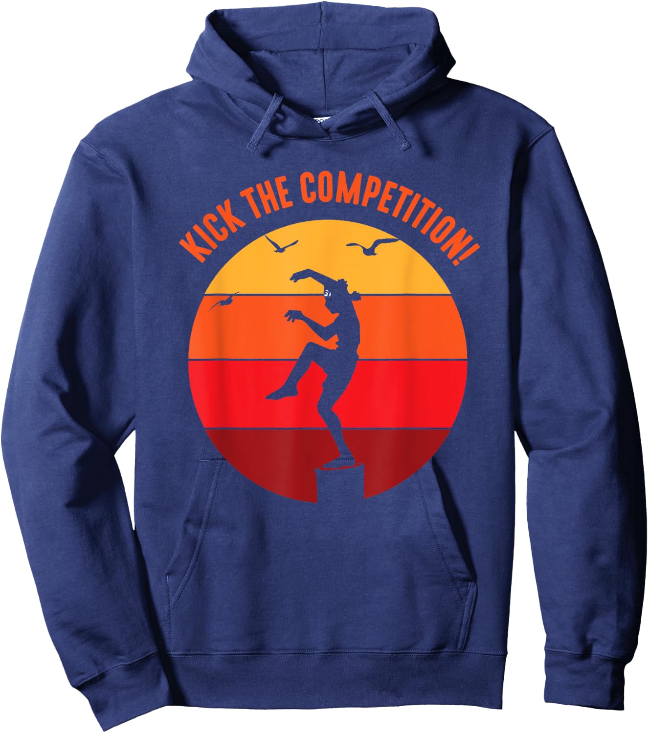 Karate Teen Kid Vintage Sunset On Pacific Ocean Beach Hoodie - Hoodie | Navy