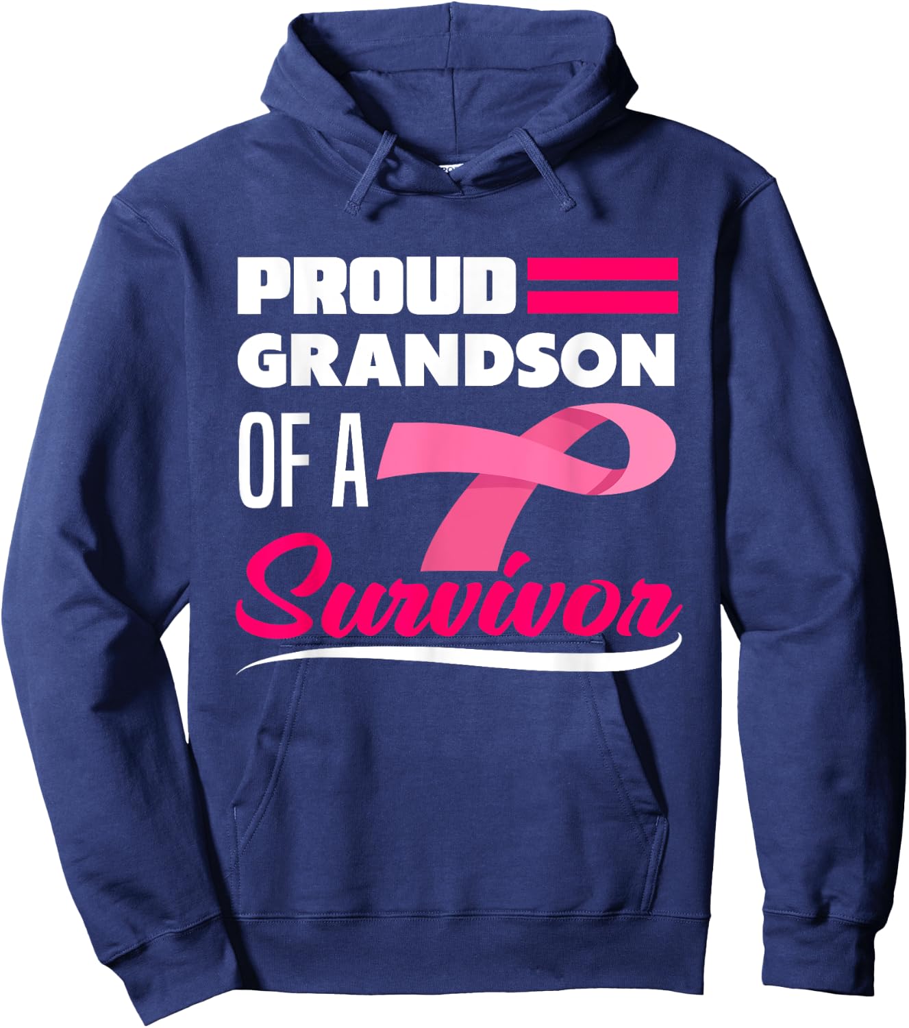 Proud Grandson Of A Survivor Grandma Breast Cancer Hoodie - Hoodie | Navy