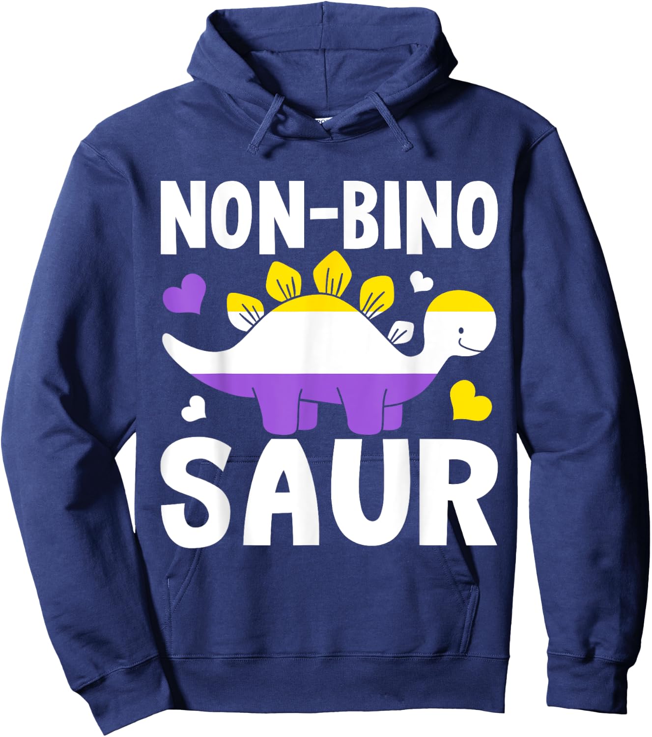 Non Bino Saur Dinosaur Aagender Non Binary Hoodie - Hoodie | Navy