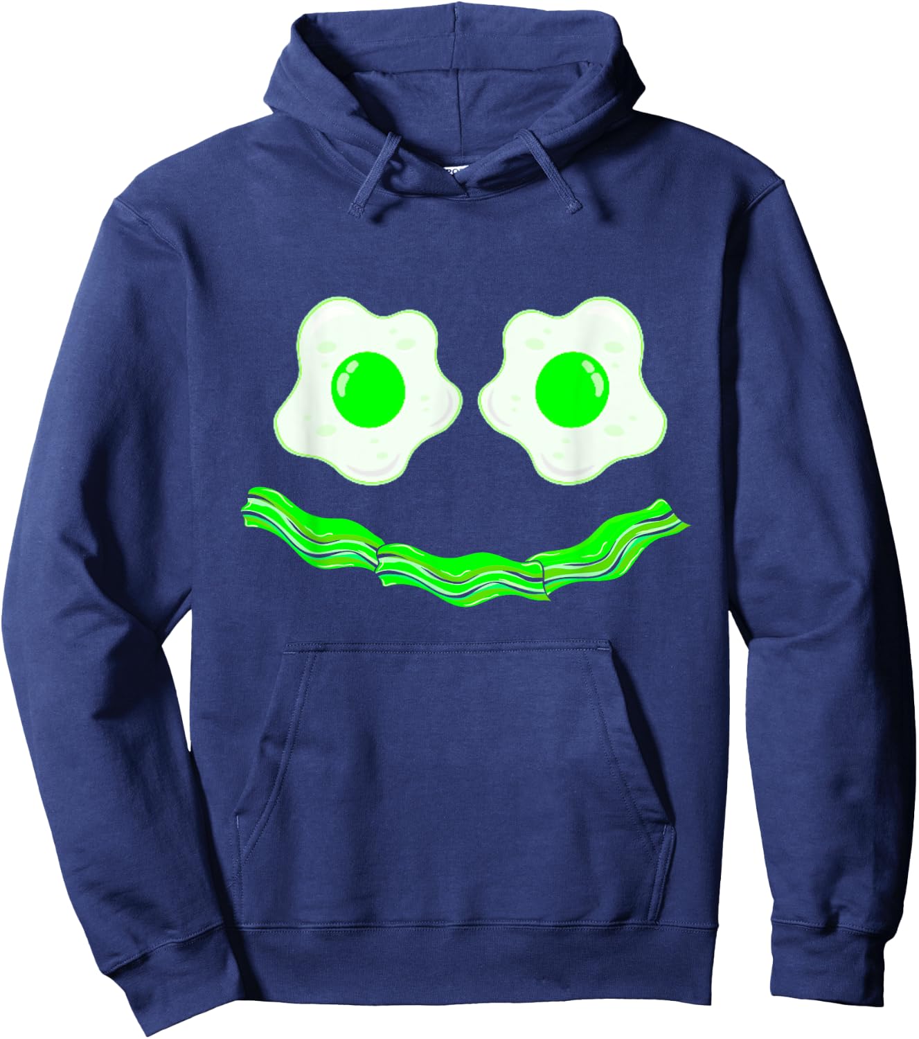 Funny Green Breakfast Costume Eggs Ham Smile Face Brunch Hoodie - Hoodie | Navy
