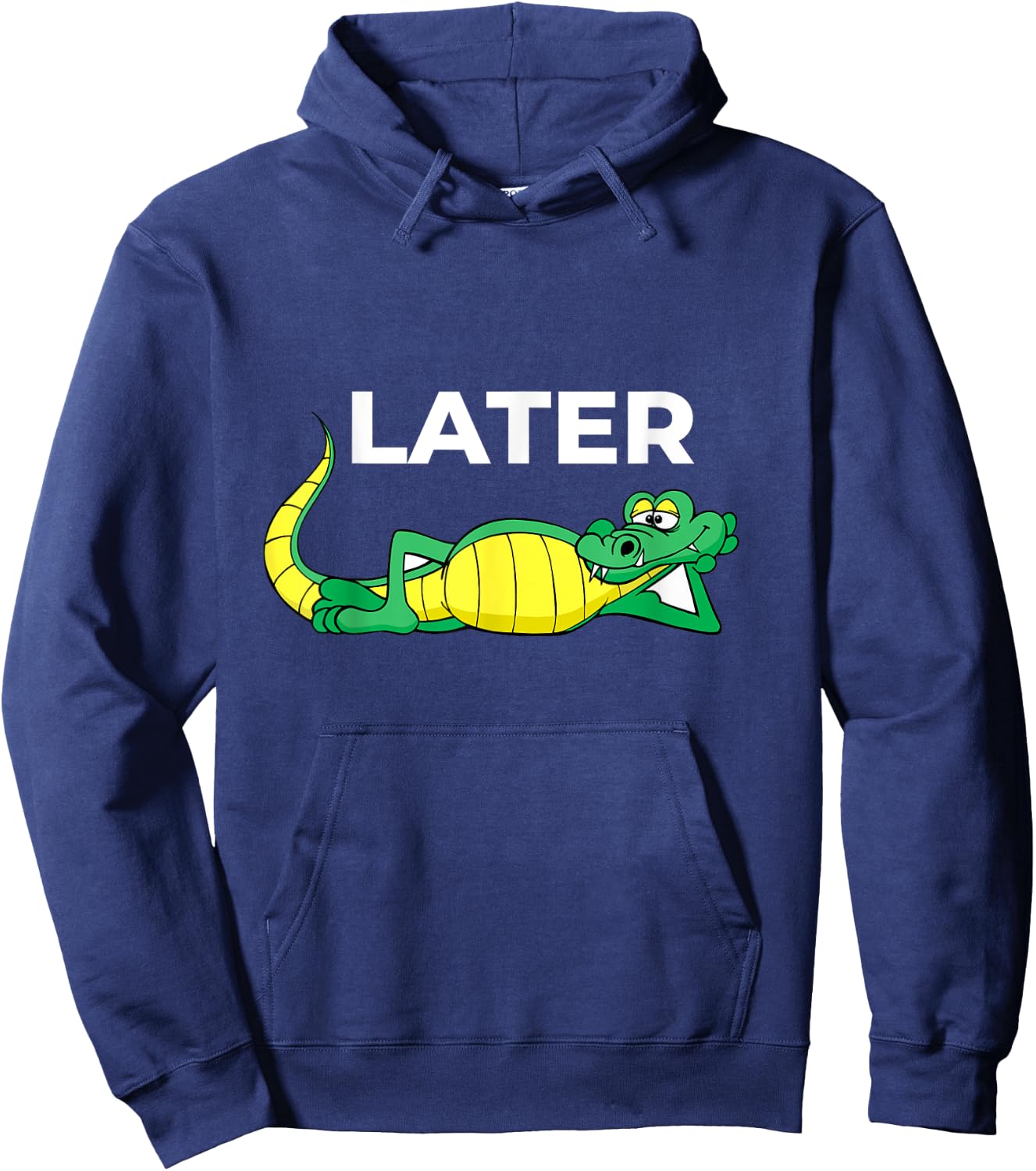 Later Gator With Cute Smiling Alligator Saying Goodbye Hoodie - Hoodie | Navy