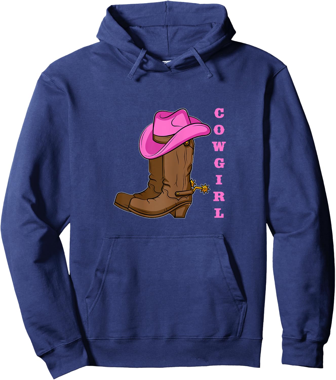Cowgirl Boots Western Rodeo Hat Spurs Hoodie - Hoodie | Navy