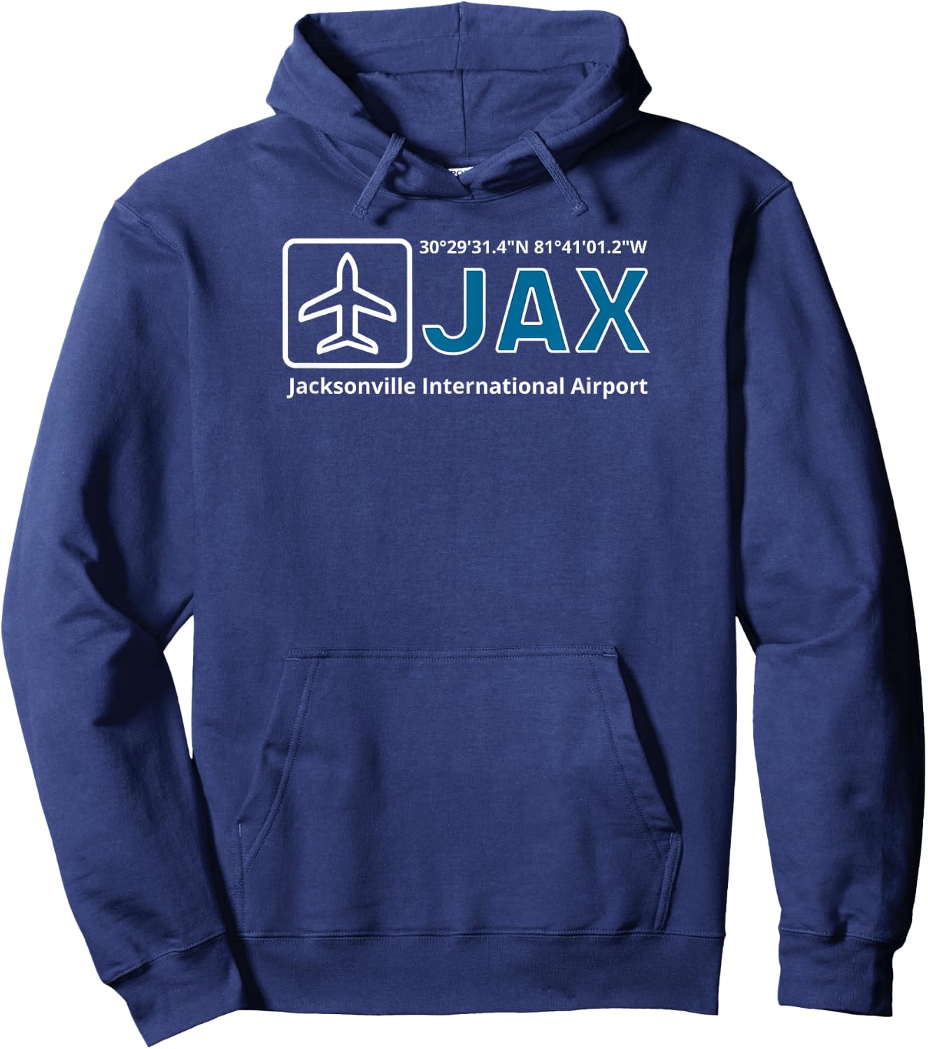 Jacksonville International Airport Florida Jax GPS Location Hoodie - Hoodie | Navy
