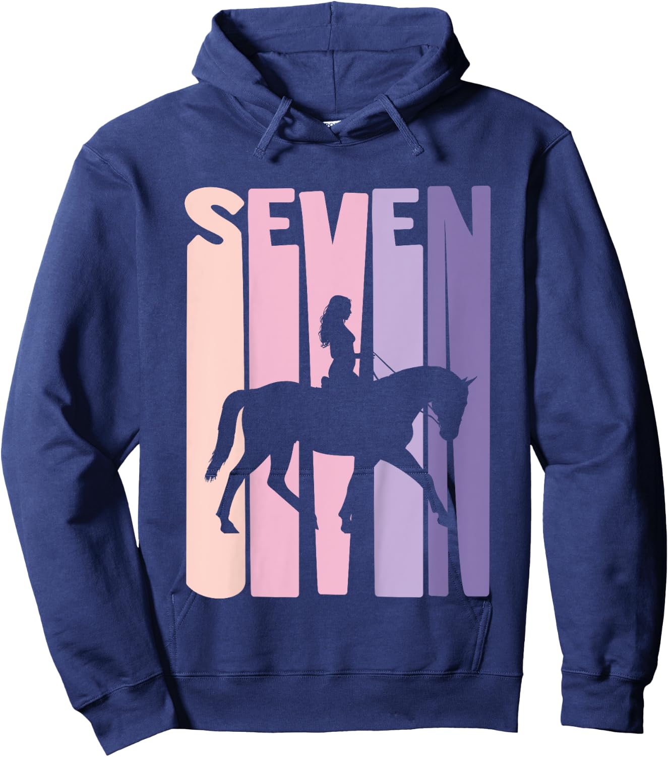 7th Birthday Gift Horse Rider Fan 7 Years Girls Hoodie - Hoodie | Navy