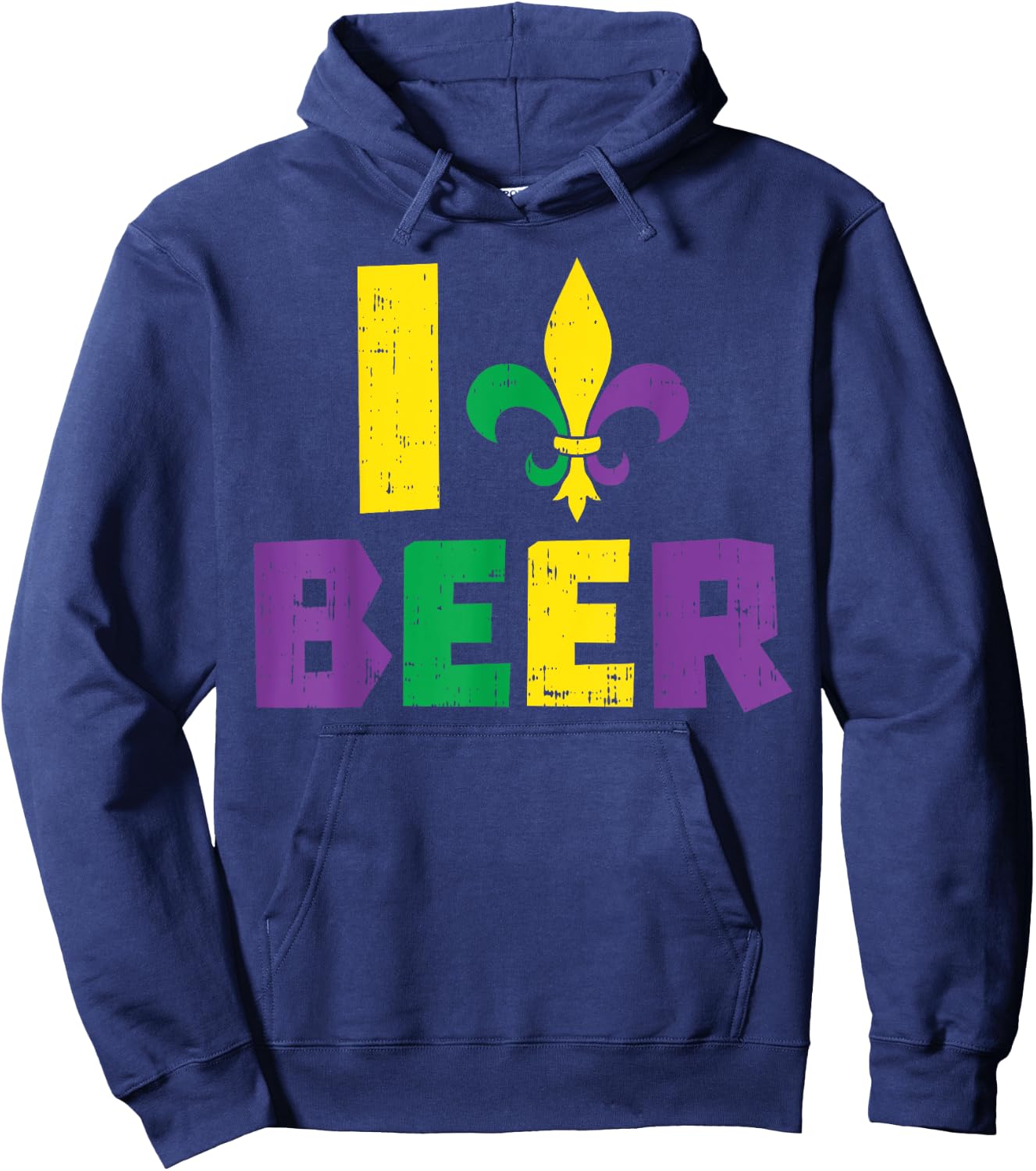 I Love Beer Jester Hat Drinking Team Fun Mardi Gras Carnival Hoodie - Hoodie | Navy