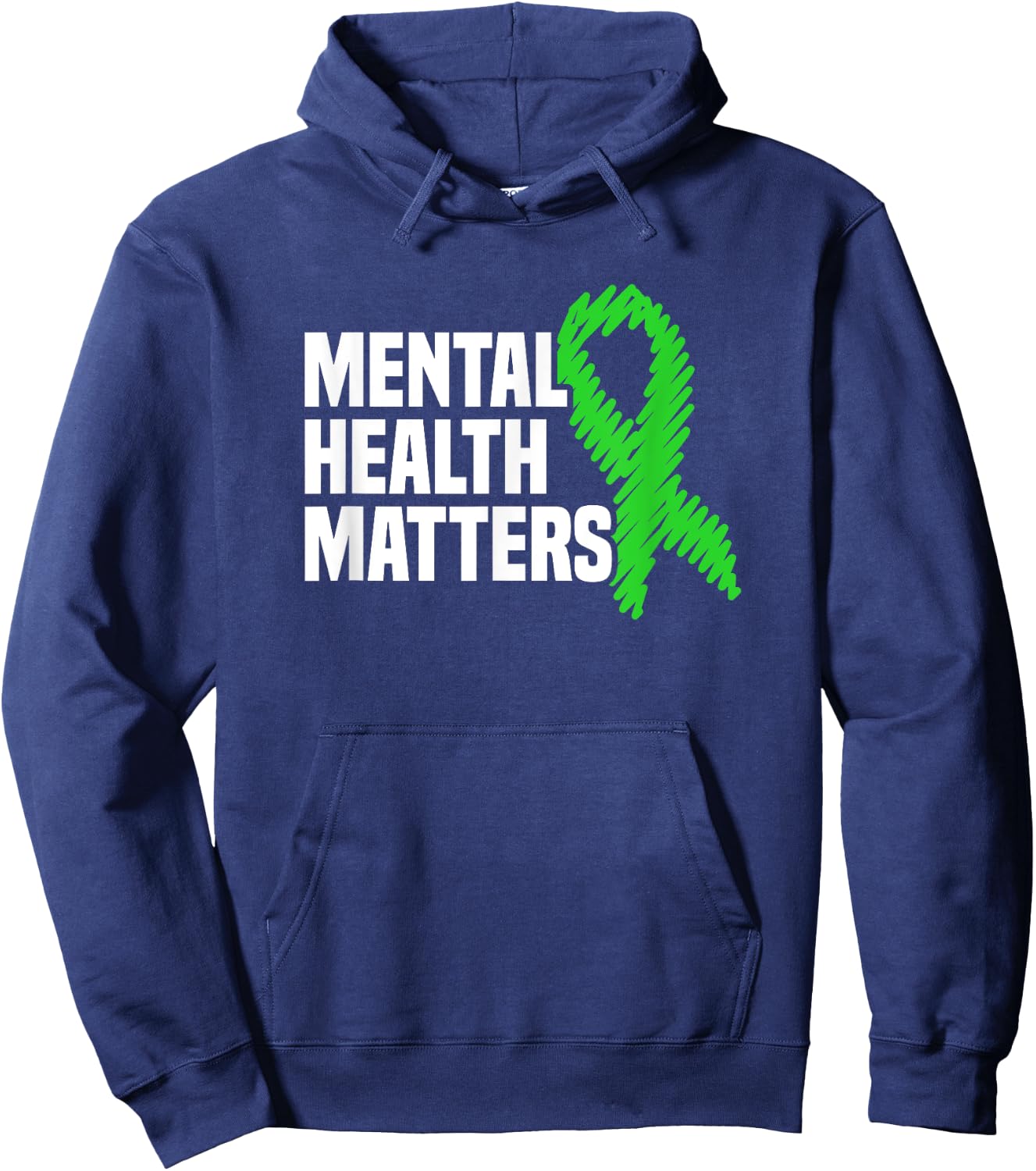 Mental Health Matters Green Ribbon Mental Health Awareness Hoodie - Hoodie | Navy