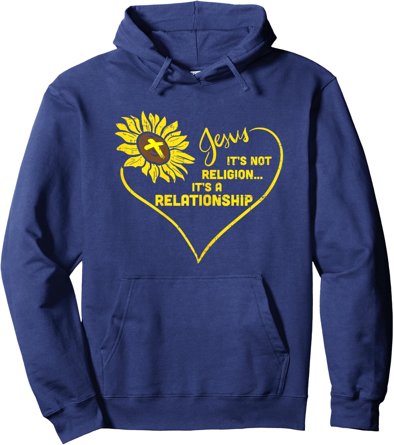 Sunflower Jesus Not Religion Relationship God Christian Gift Hoodie - Hoodie | Navy