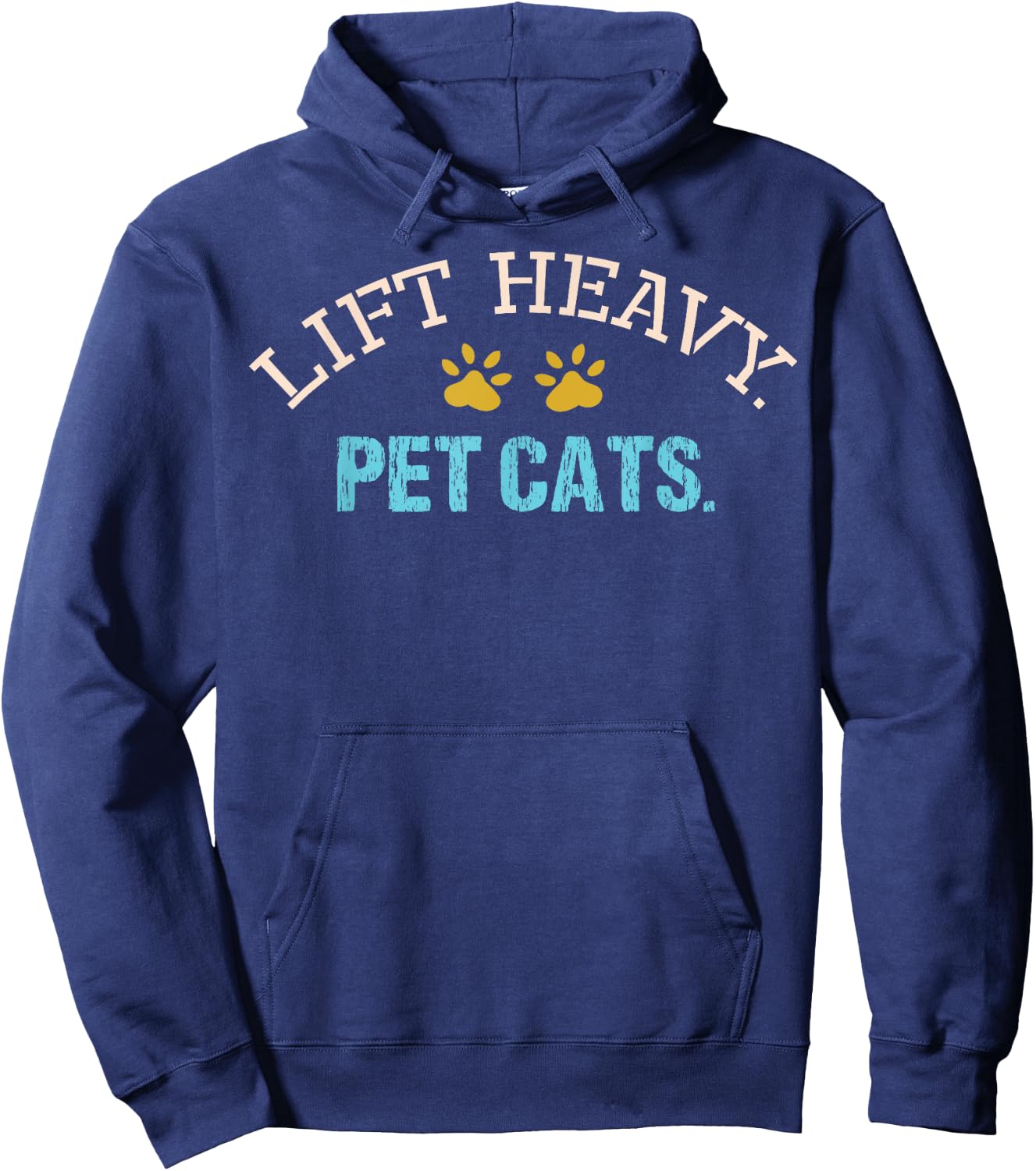 Lift Heavy Pet Cats Weightlifter Gym Fit Muscle Workout Fit Hoodie - Hoodie | Navy