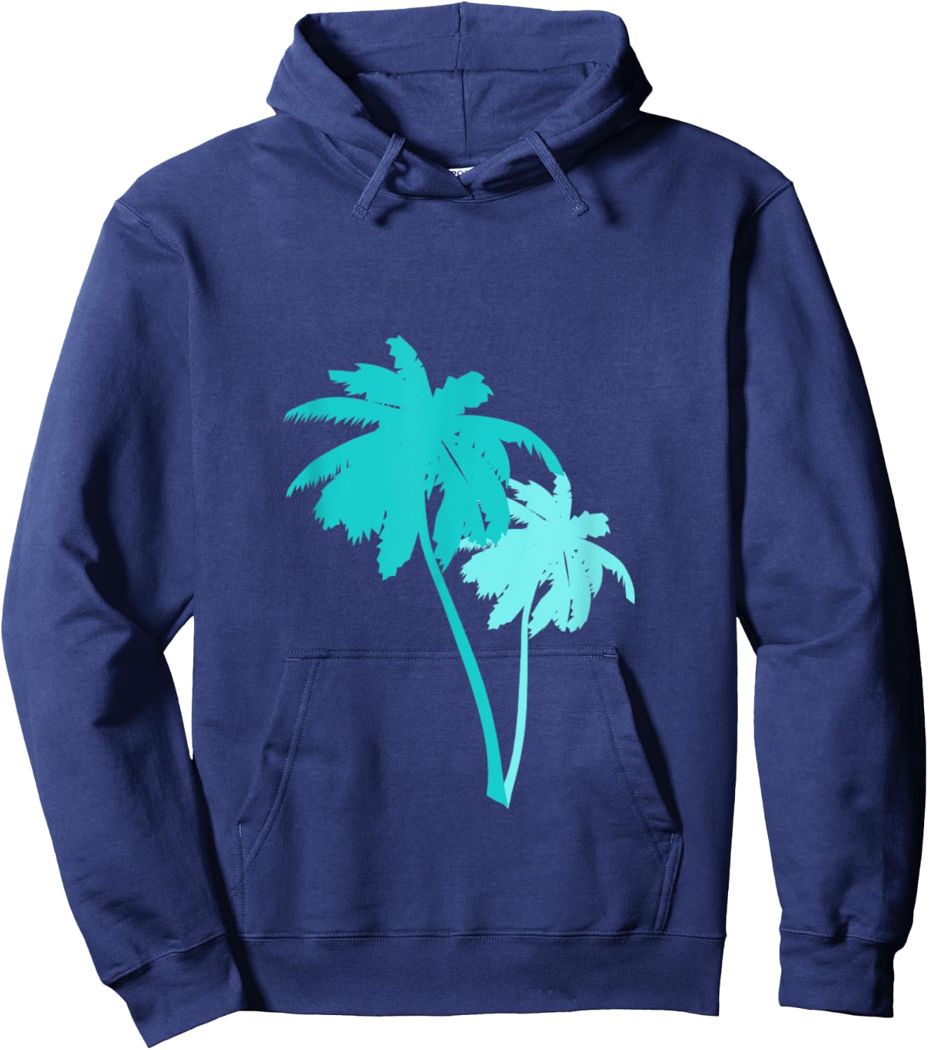 Turquoise Aqua Blue Palm Trees Hoodie - Hoodie | Navy