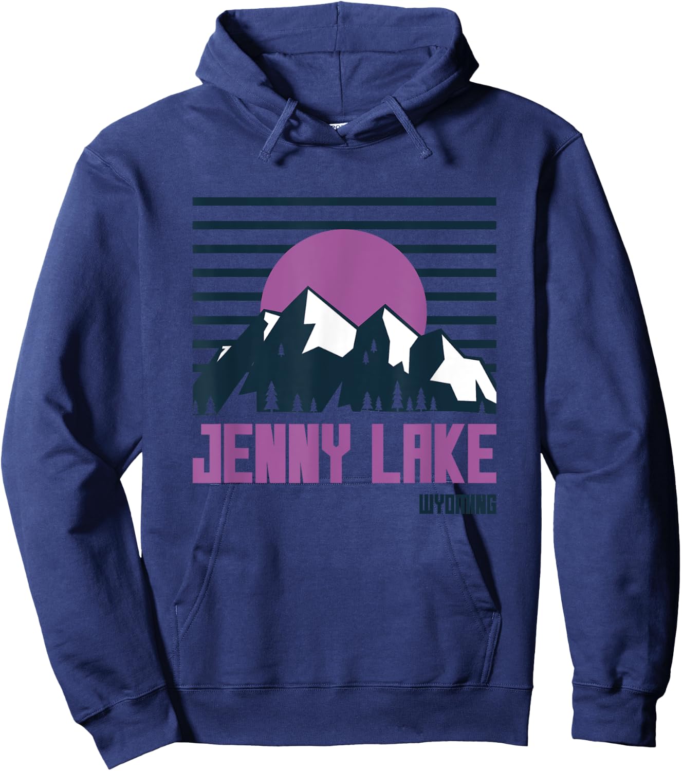 Jenny Lake Wyoming Vintage Mountains Hiking Camp Retro Hoodie - Hoodie | Navy