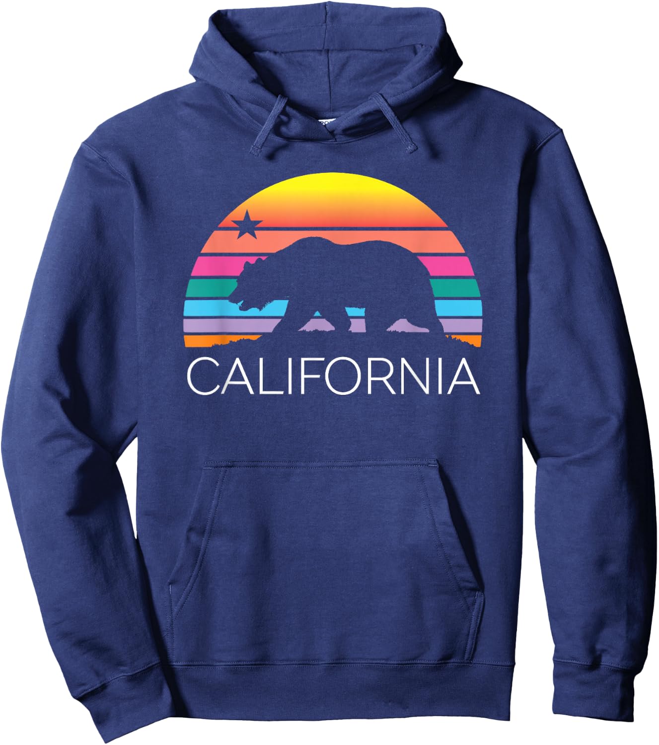 Retro California Surf Vintage Beach Cali 80s Venice Palm Sun Hoodie - Hoodie | Navy