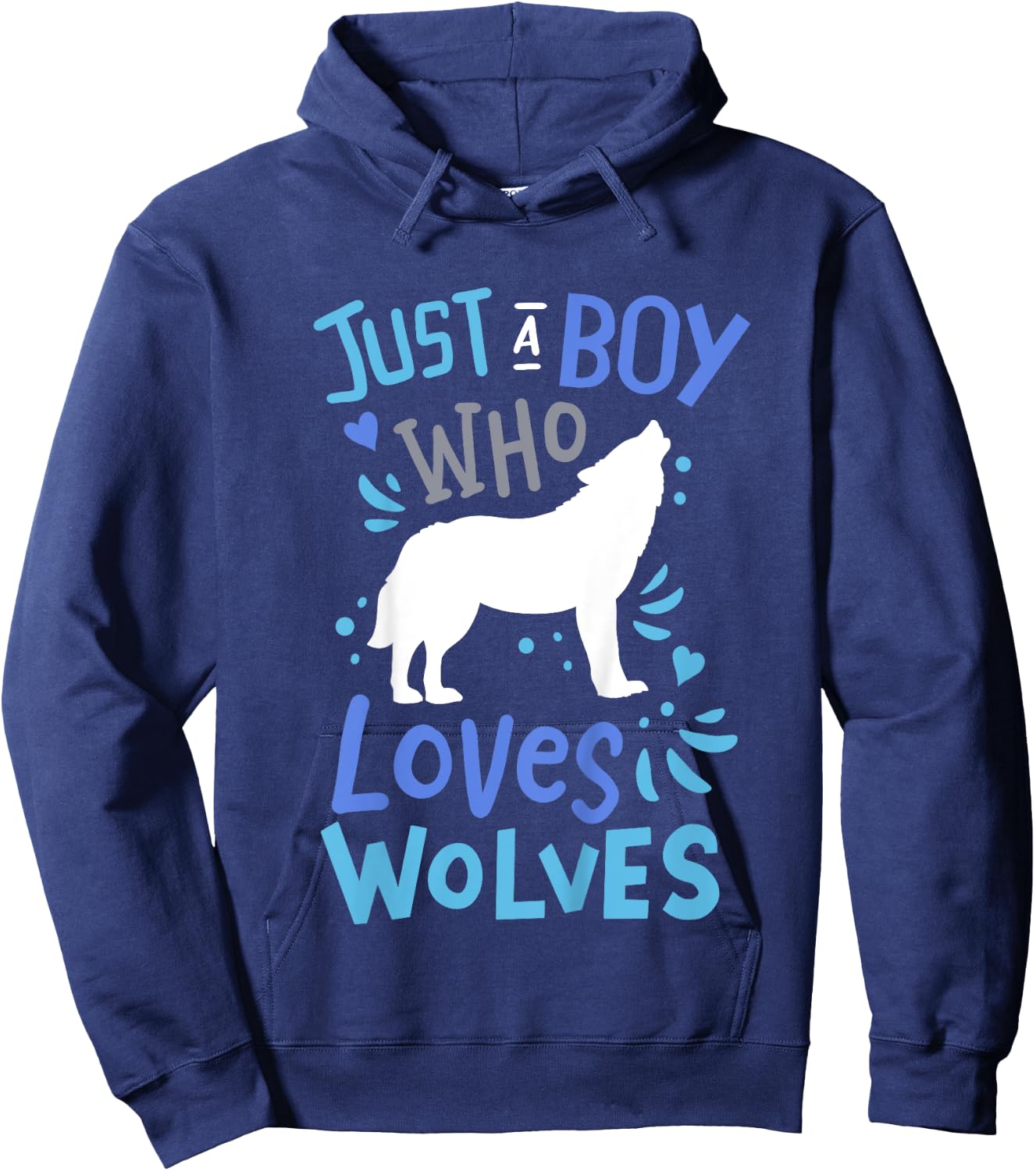 Kids Wolf Just A Boy Who Loves Wolves Gift Wolf Lovers Hoodie - Hoodie | Navy
