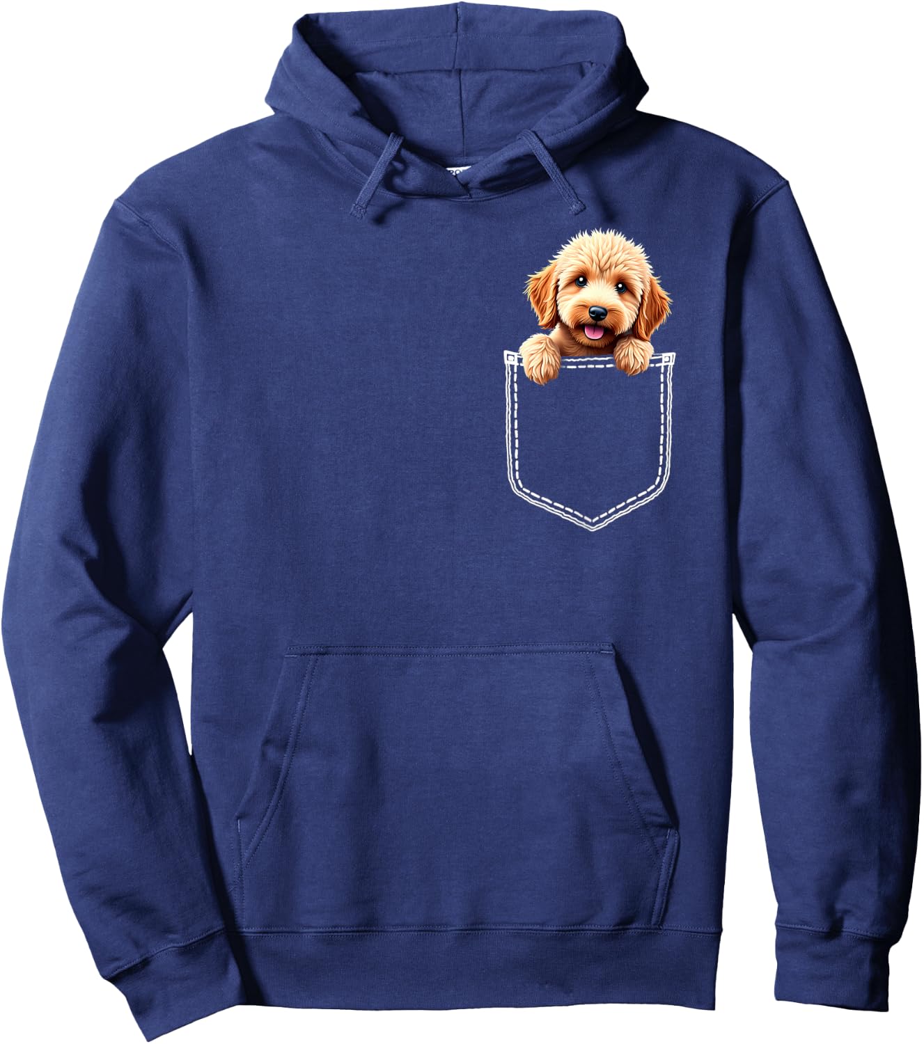 Cute Labradoodle Dog In The Pocket Hoodie - Hoodie | Navy