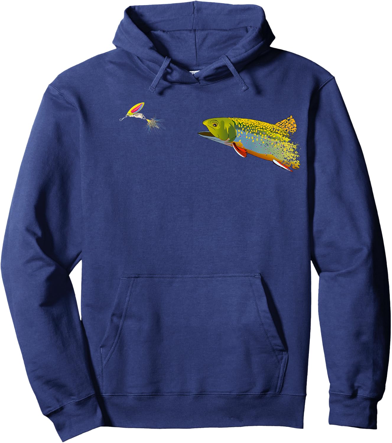 Fly Fishing Brook Trout Graphic For Fisherman Hoodie - Hoodie | Navy