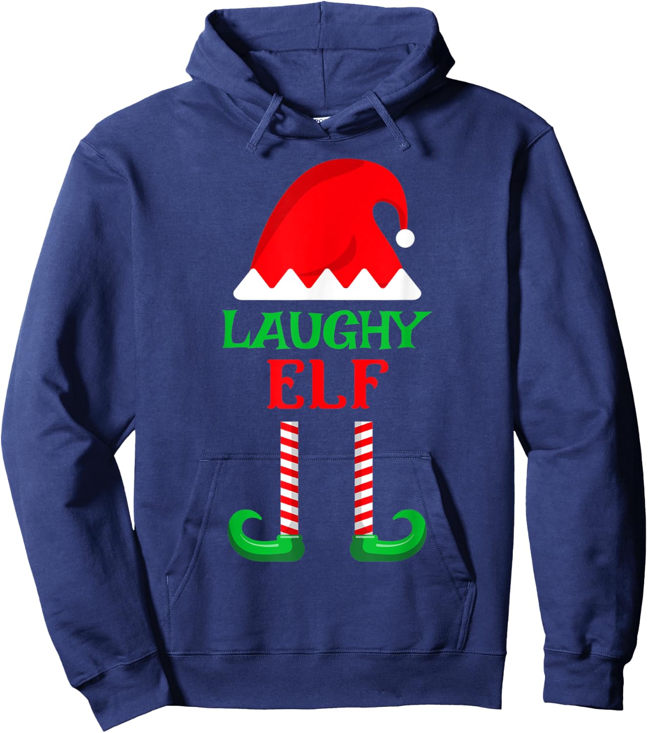Laughy Elf | Christmas Holiday North Pole Santa's Helper Hoodie - Hoodie | Navy