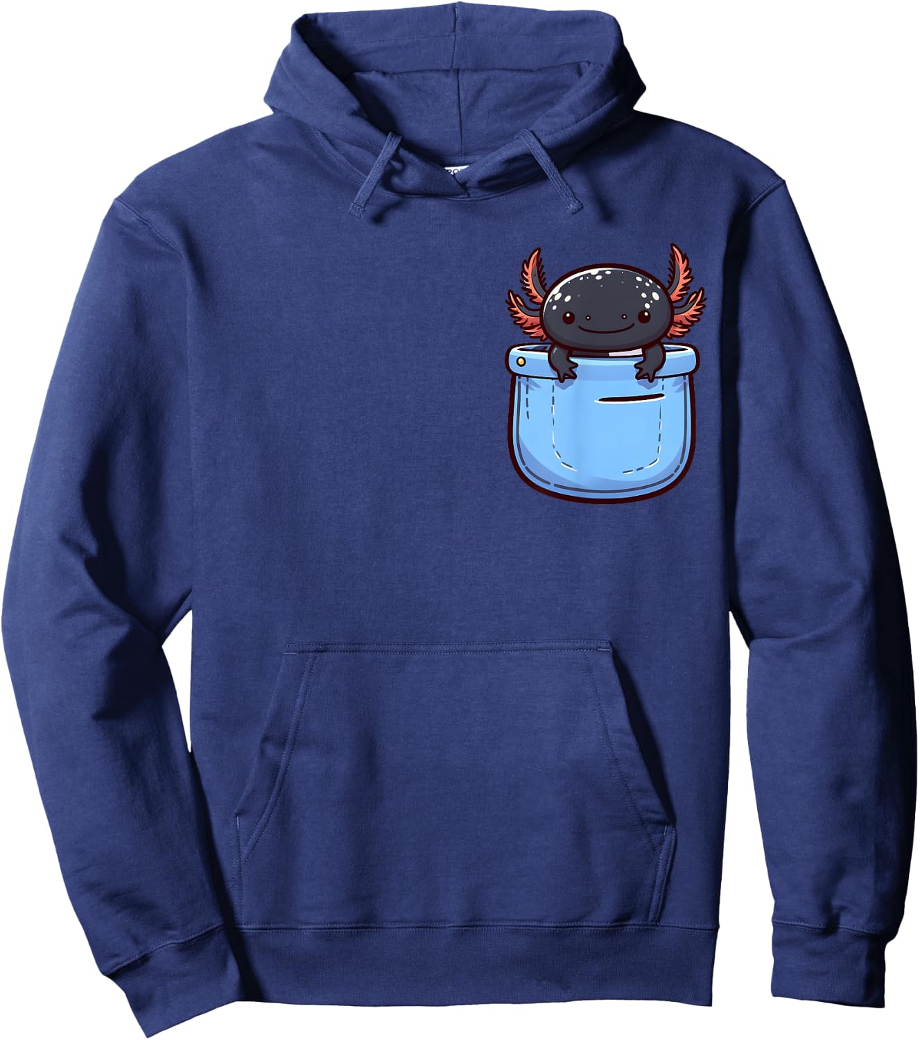 Cute Axolotl in Pocket for Kids, Boys, Girls, Women Hoodie - Hoodie | Navy