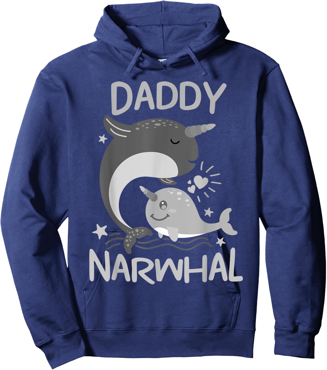 Cute Narwhal Daddy Funny Dad Whale Lover Ocean Gift Hoodie - Hoodie | Navy