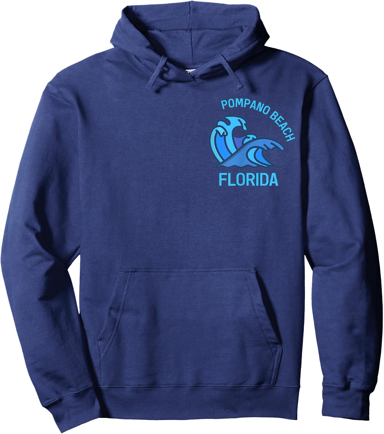 Graphic Pompano Beach Florida Pocket Wave Souvenir Men Women Kids Hoodie - Hoodie | Navy