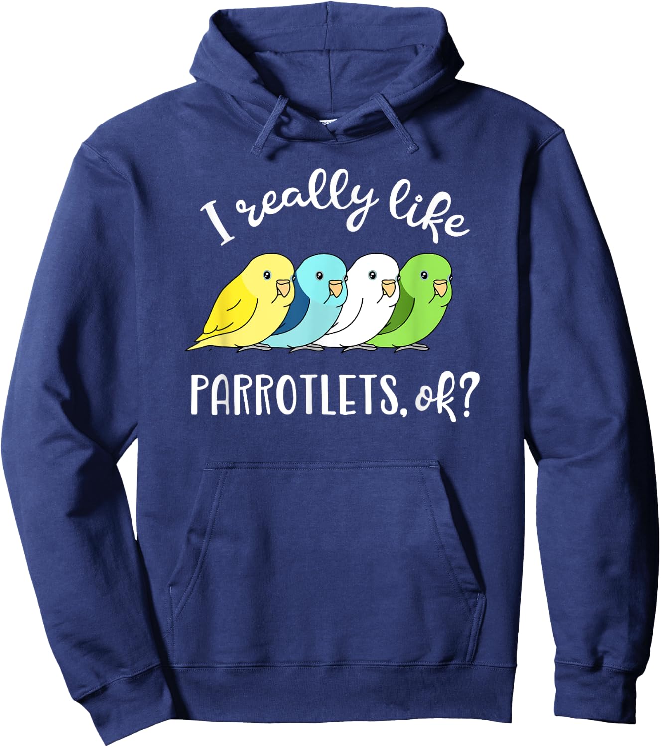 I really like Parrotlets, ok? Chubby Parrot Pattern Kawaii Hoodie - Hoodie | Navy