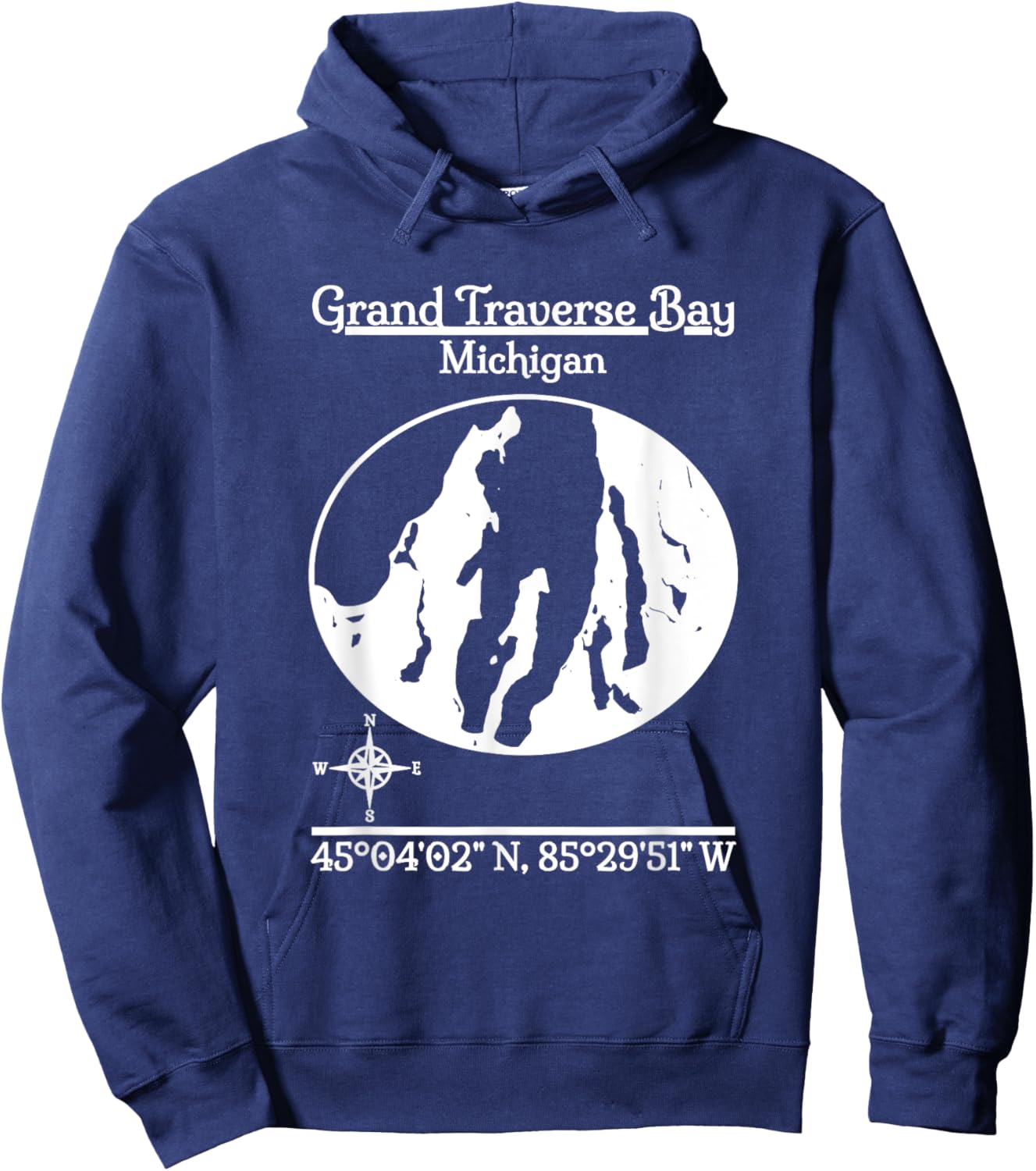 Grand Traverse Bay - Michigan Hoodie - Hoodie | Navy