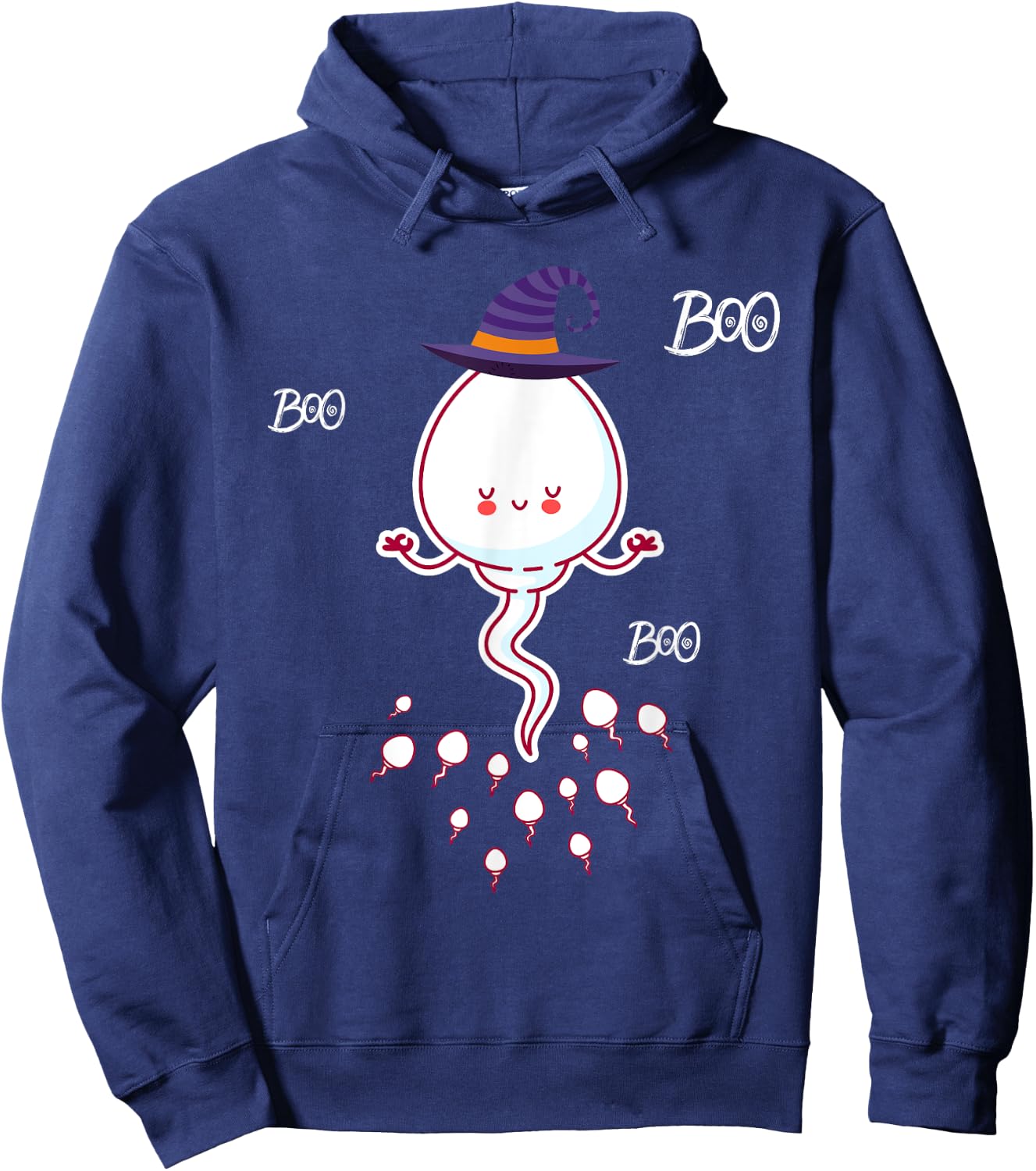 Boo Boo Funny Sperm Ghost Halloween Men Women Costume Gift Hoodie - Hoodie | Navy