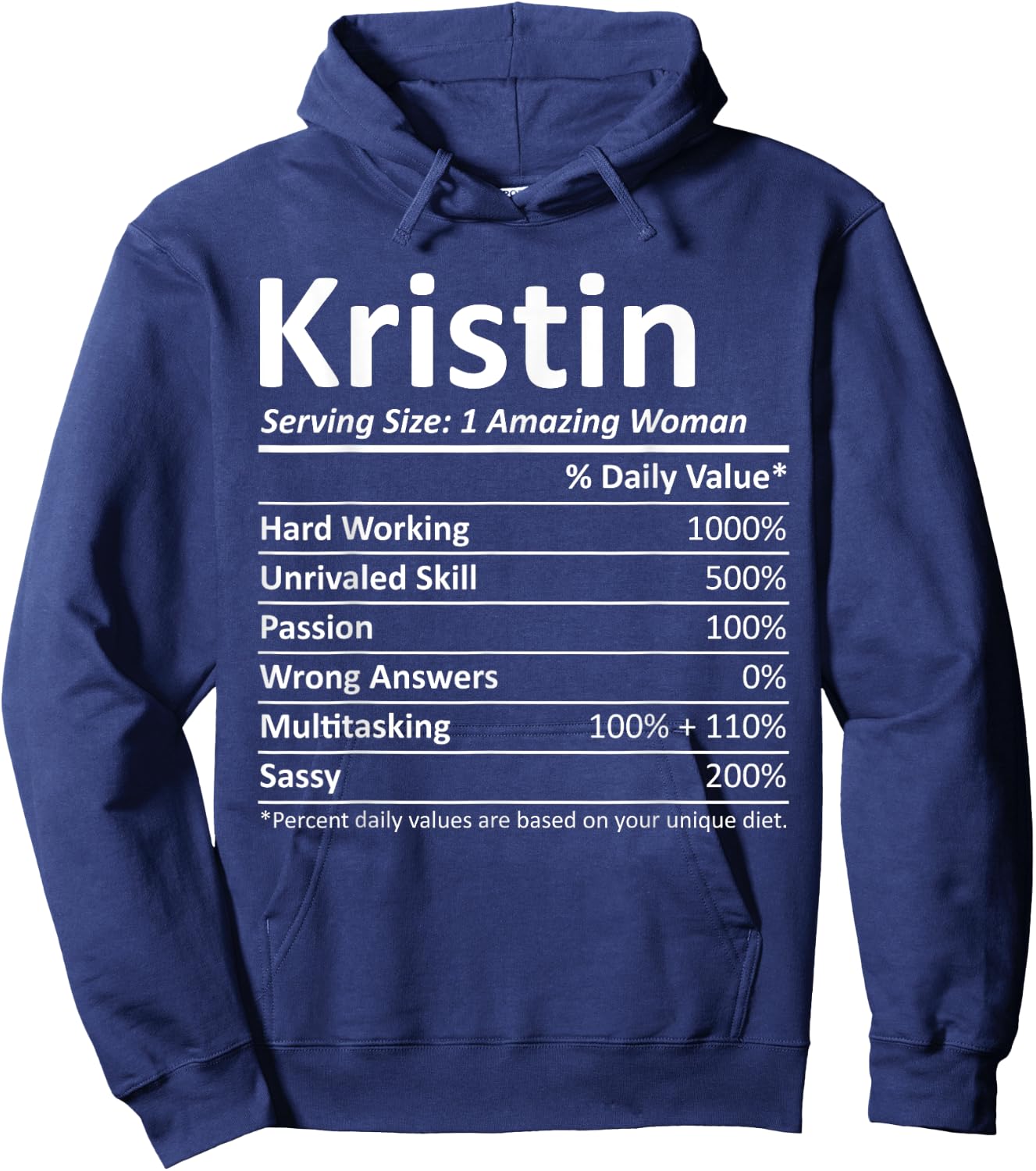 KRISTIN Nutrition Personalized Name Funny Christmas Gift Hoodie - Hoodie | Navy