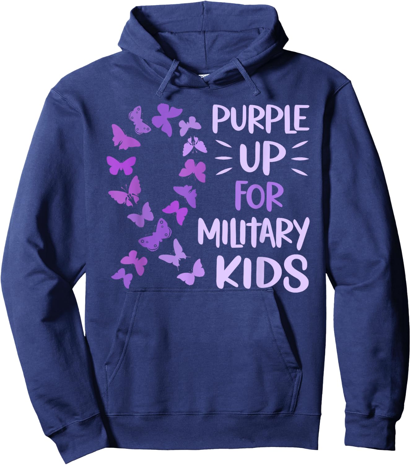 Purple Up Military Child Butterfly - Military Brats Month Hoodie - Hoodie | Navy