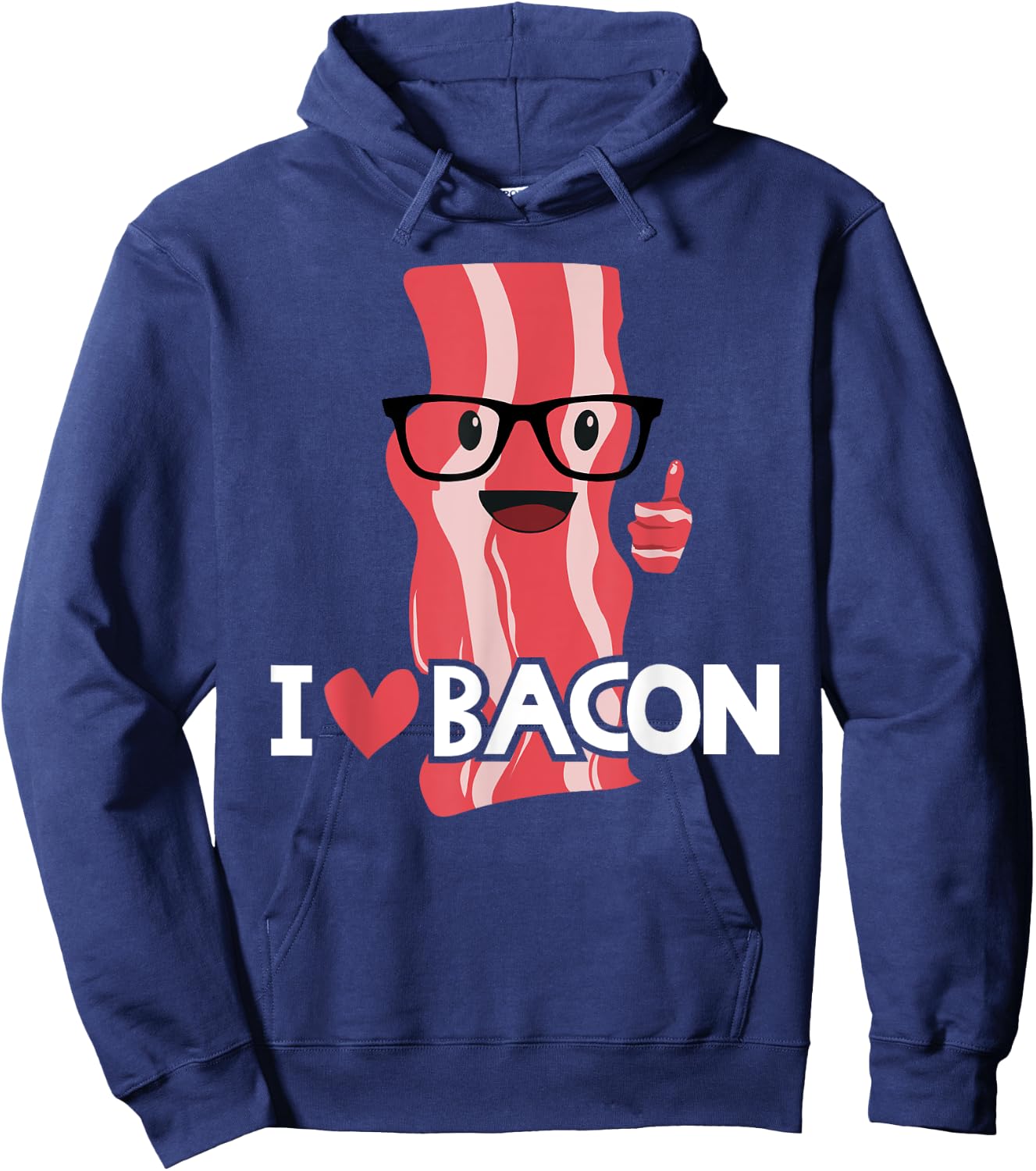 Funny Bacon Gift Kids Boys Girls Cool Geeky I Love Bacon Hoodie - Hoodie | Navy