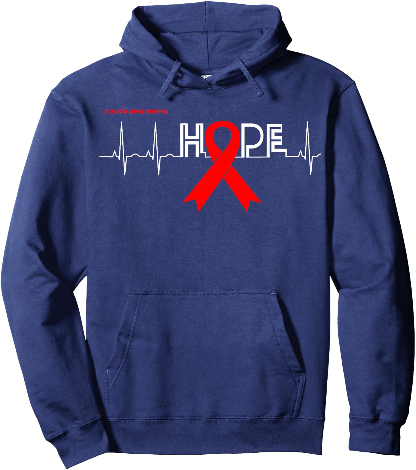HOPE | Awareness Month Products Red Ribbon Stroke Awareness Hoodie - Hoodie | Navy