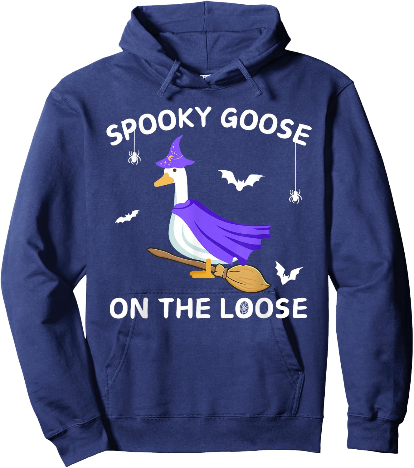 Spooky Goose On The Loose Witch Silly Goose Animal Halloween Hoodie - Hoodie | Navy