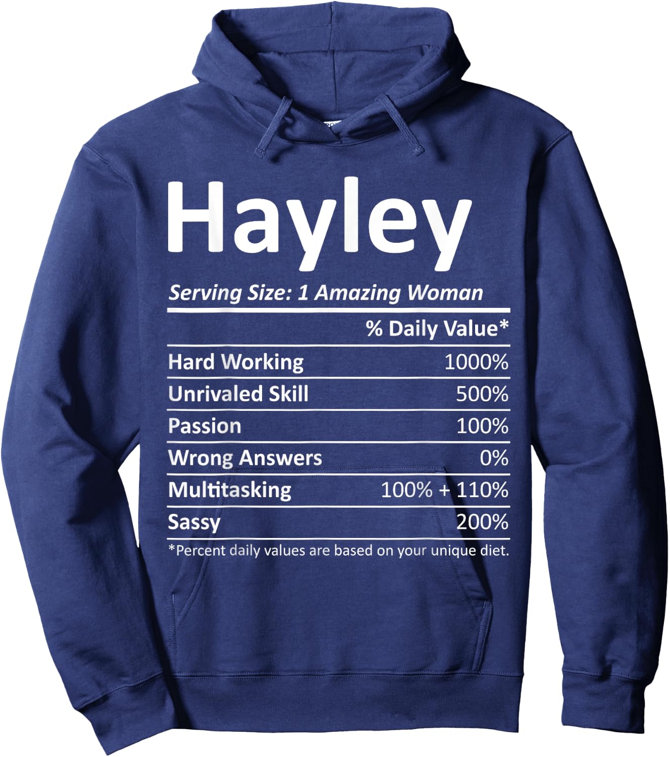 HAYLEY Nutrition Personalized Name Funny Christmas Idea Hoodie - Hoodie | Navy