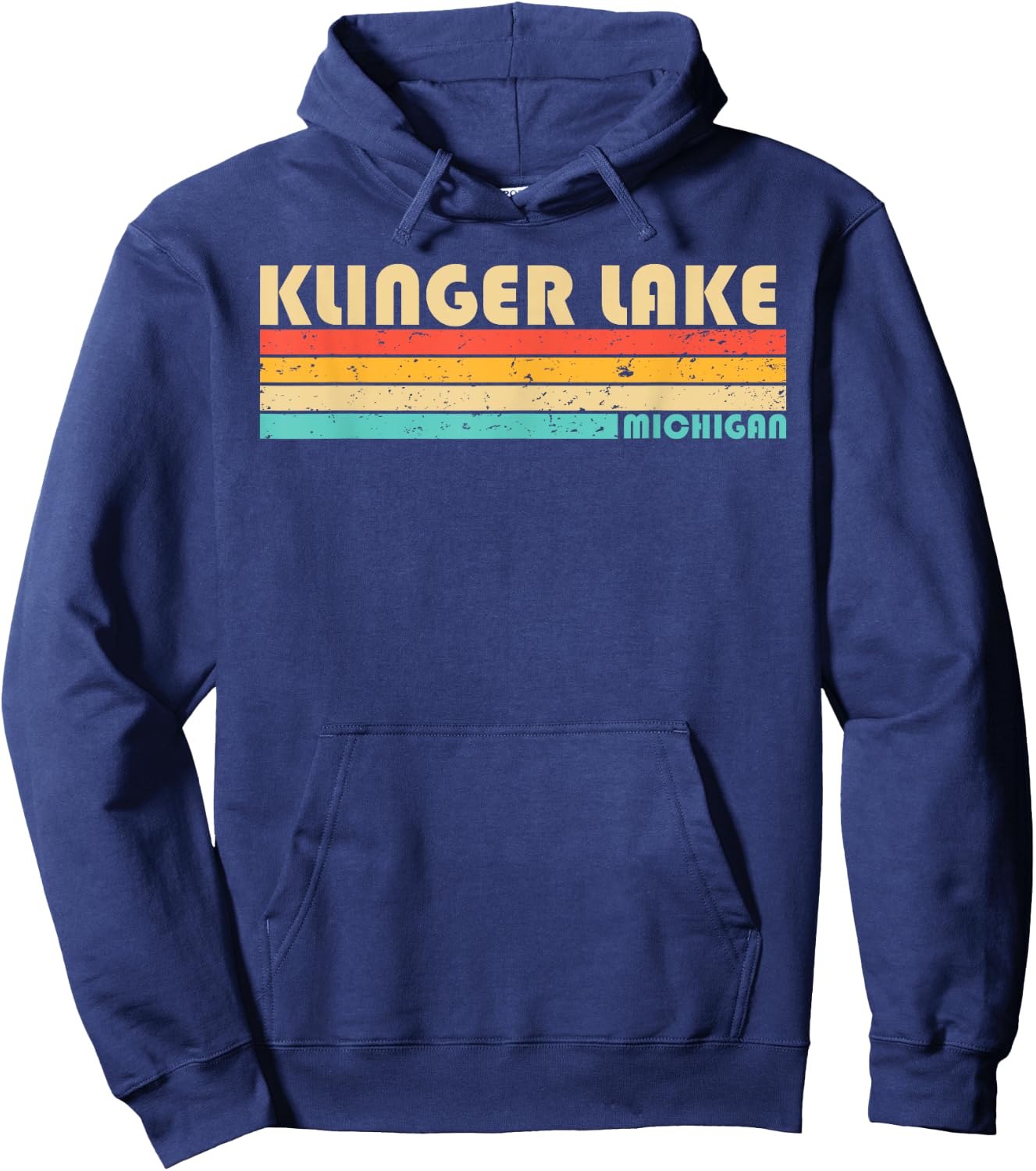 KLINGER LAKE MICHIGAN Funny Fishing Camping Summer Hoodie - Hoodie | Navy