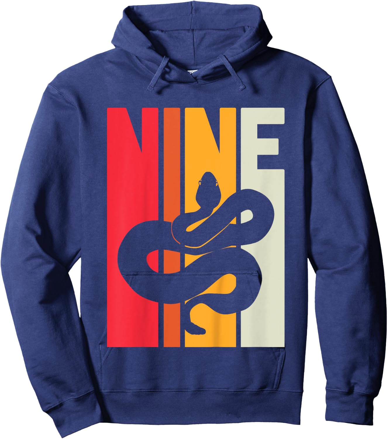 9th Birthday Vintage Snake Lover Pet Reptile 9 Years Old Hoodie - Hoodie | Navy