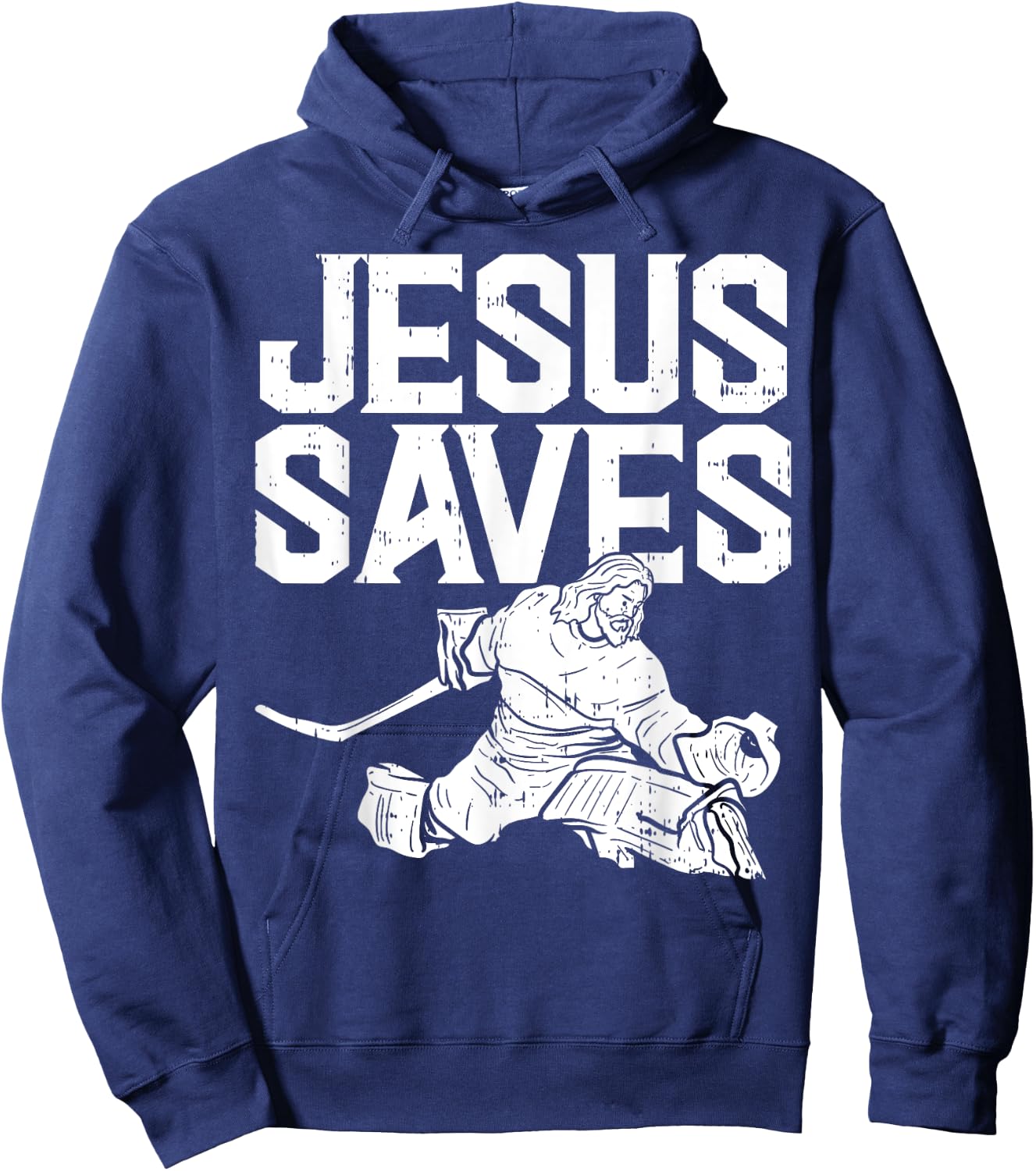 Jesus Saves Ice Hockey Goalie Sport Religious Christian Gift Hoodie - Hoodie | Navy