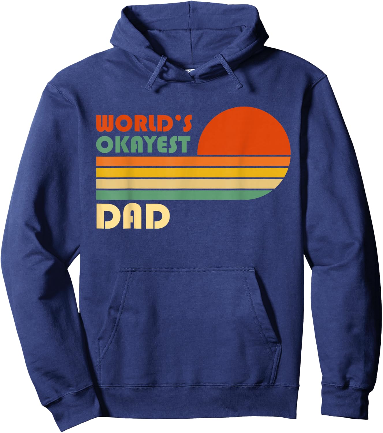 World's Okayest Dad - Funny Father Gift - Retro Vintage Hoodie - Hoodie | Navy