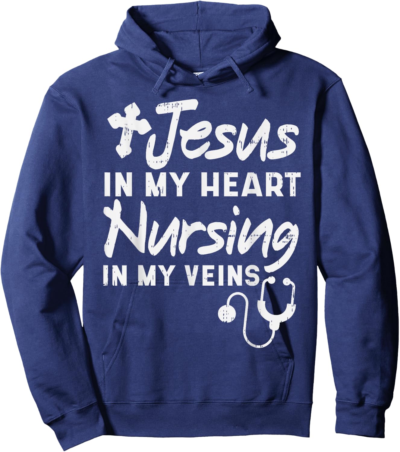 Jesus Heart Nursing Veins Nurse RN God Faith Christian Gift Hoodie - Hoodie | Navy