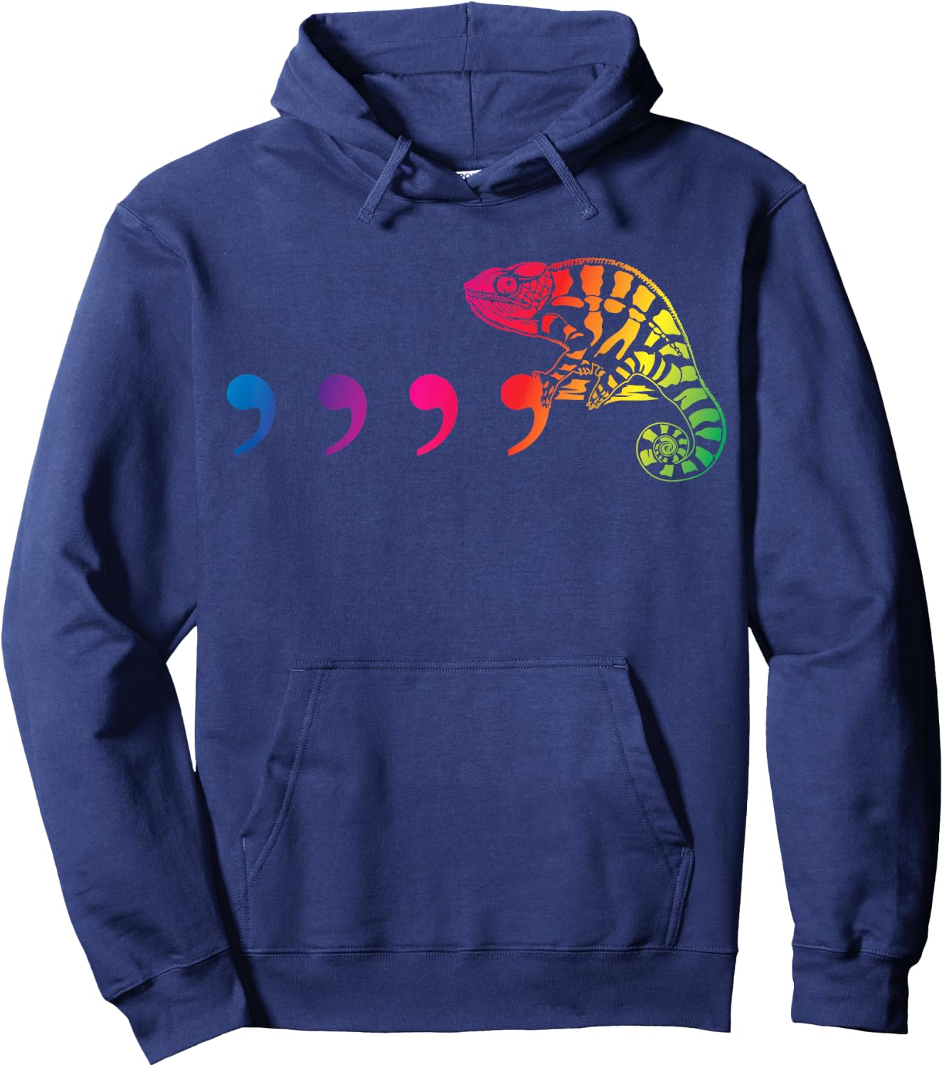 Comma Chameleon Funny 80's Throwback Hoodie - Hoodie | Navy