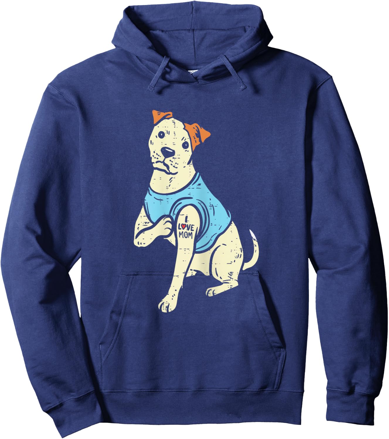 Pitbull I Love Mom Tattoo Pittie Dog Lover Owner Women Gift Hoodie - Hoodie | Navy