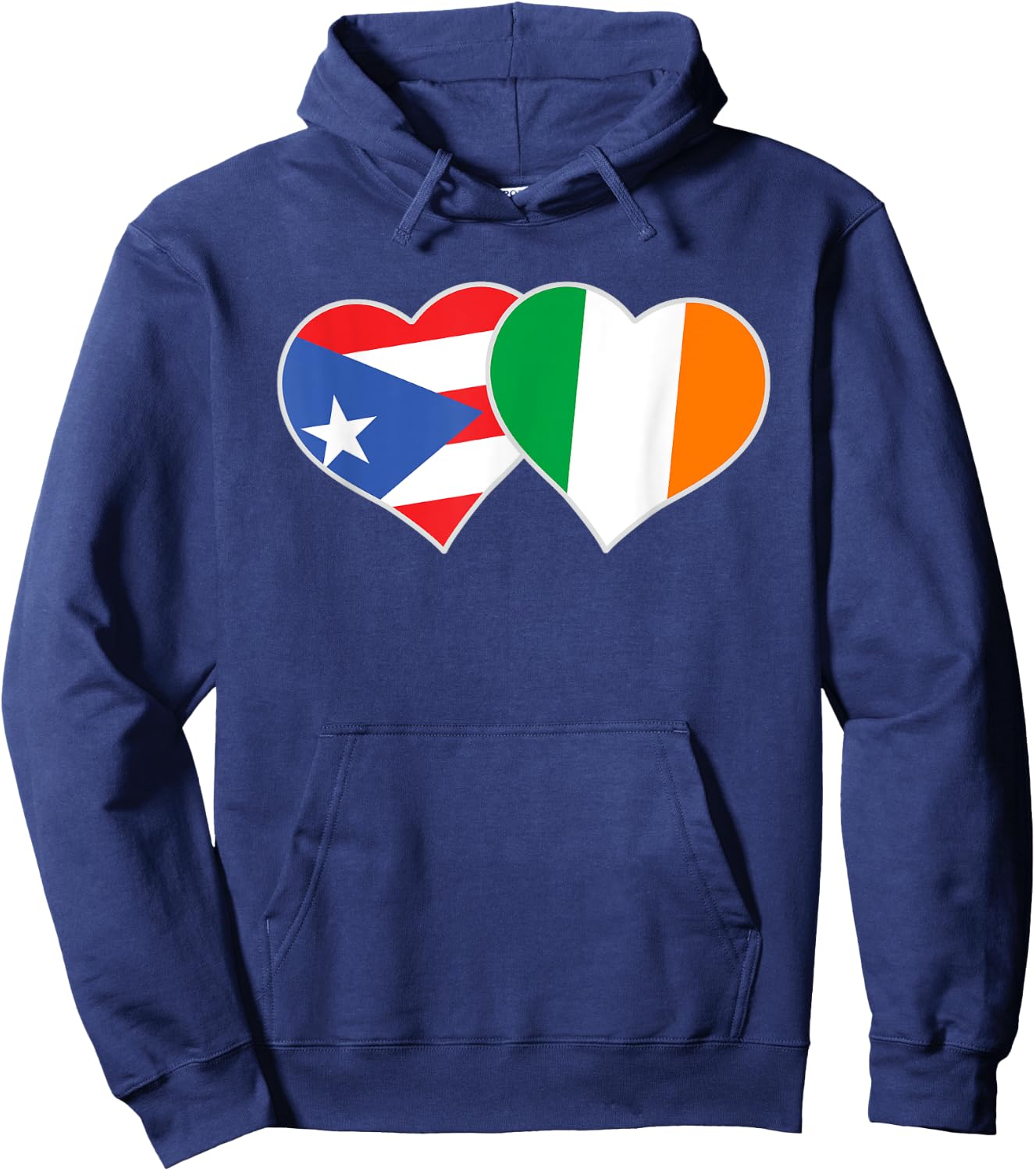 Irish Puerto Rican Flag Love Ireland Puerto Rico Heart Hoodie - Hoodie | Navy