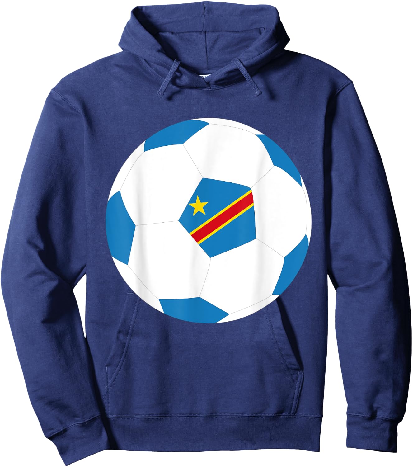 DR Congo Soccer Ball Congolese Flag Jersey Pride Print Hoodie - Hoodie | Navy