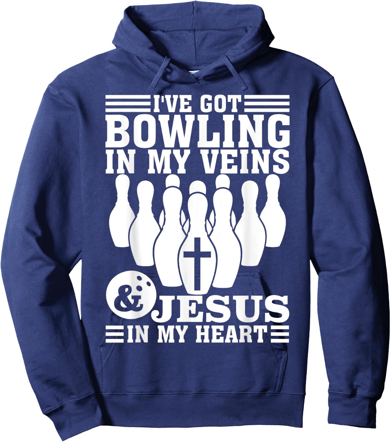 Funny Bowling Gift Women Cute Bowler And Jesus Love Hoodie - Hoodie | Navy