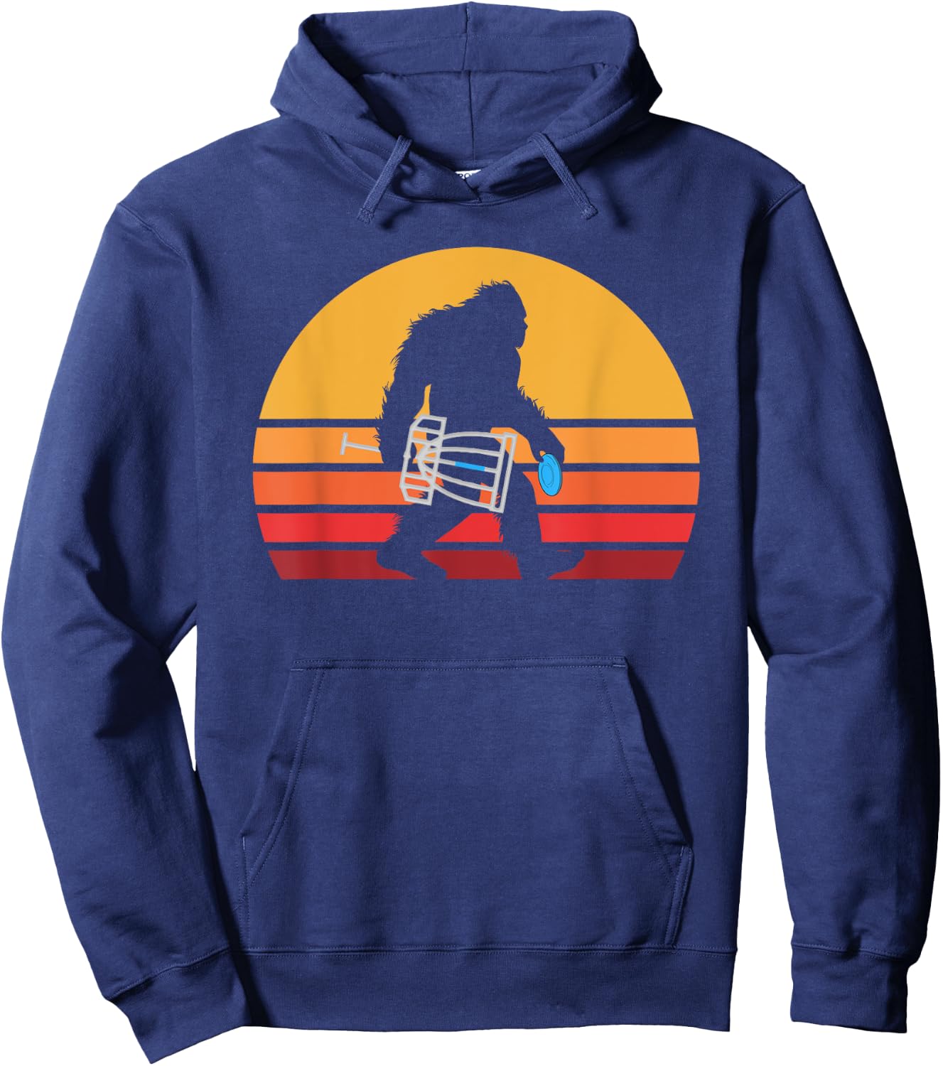 Retro Bigfoot Disc Golf Eighties Sasquatch Disc Golfing Hoodie - Hoodie | Navy