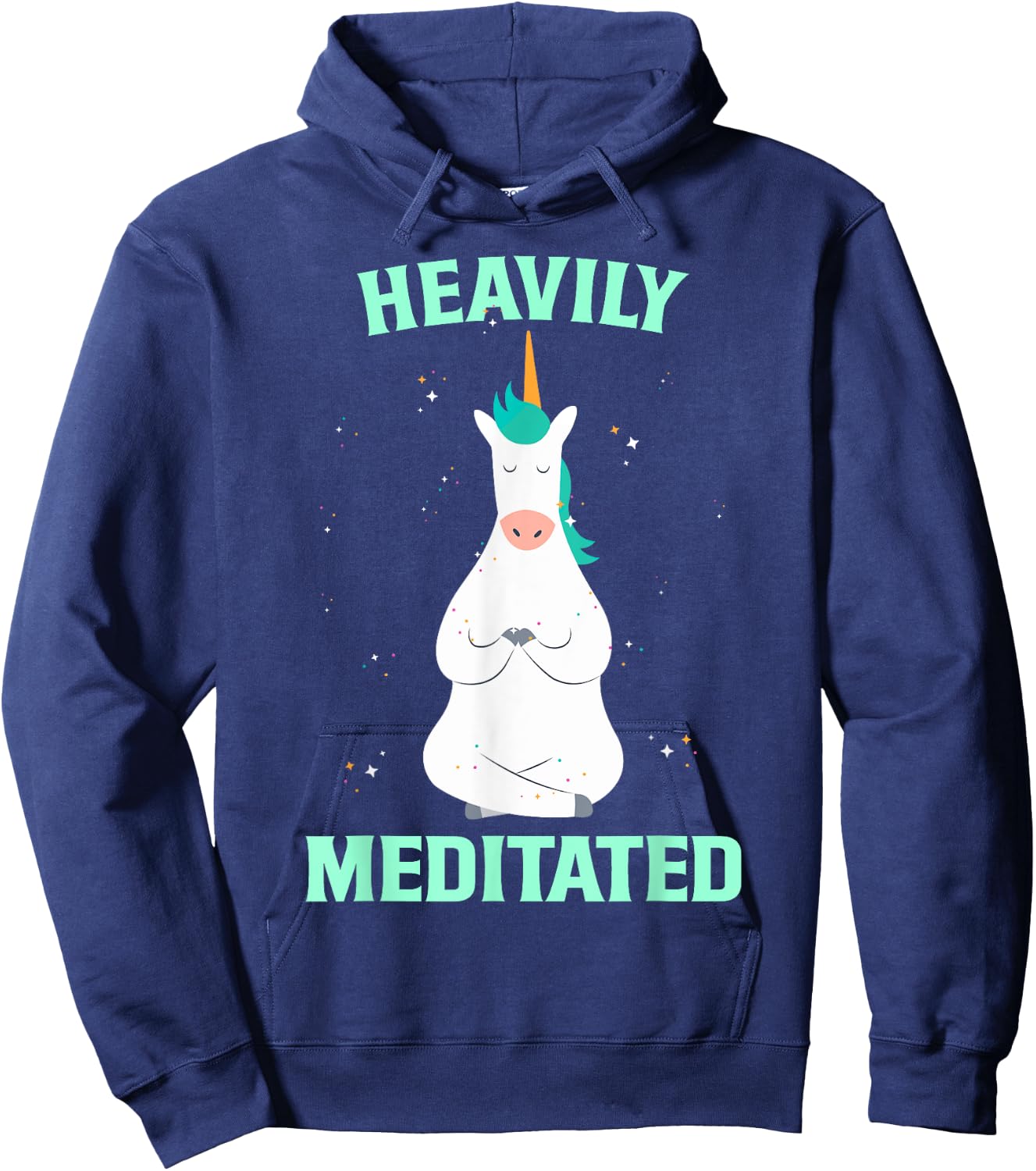 Unicorn Heavily Meditated Funny Yoga Meditation Hoodie - Hoodie | Navy