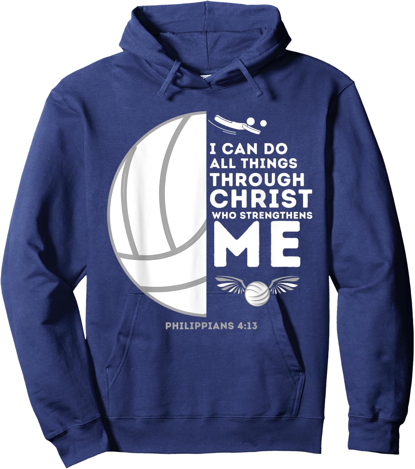 Do All Things Through Christ Philippians 4:13 - Volleyball Hoodie - Hoodie | Navy