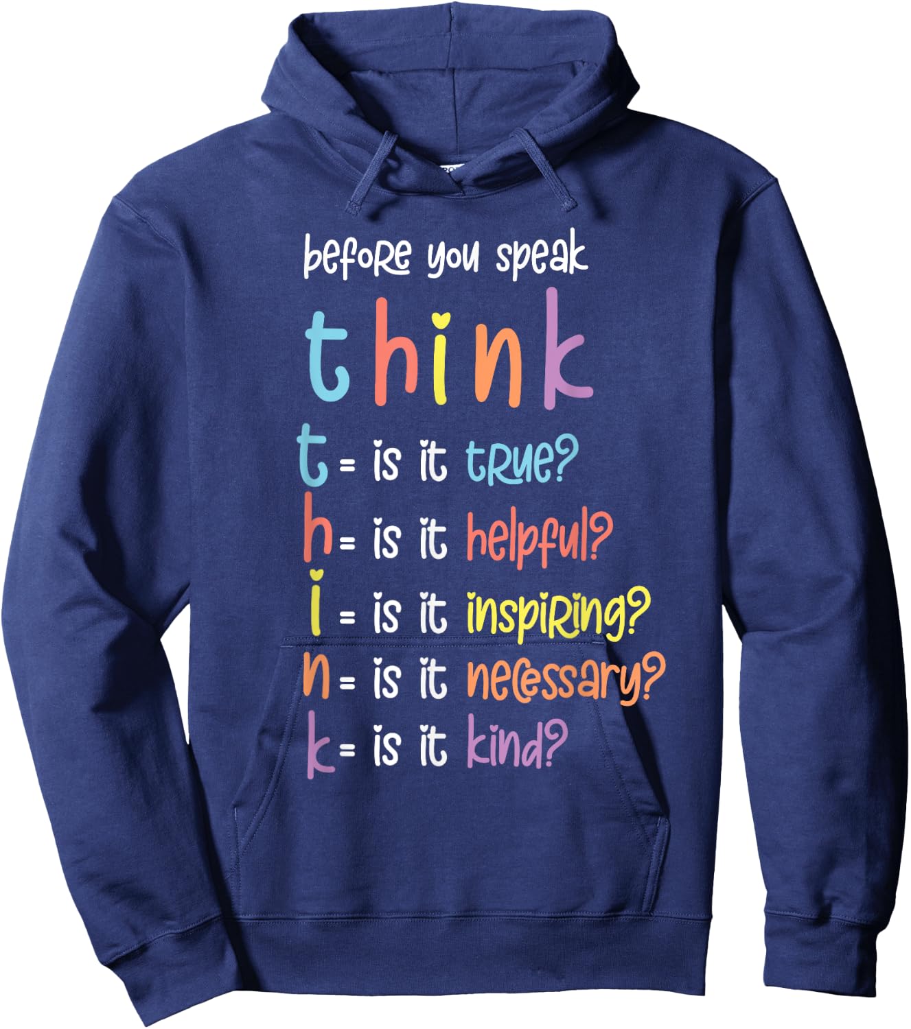 Before You Speak Think Inspirational Quote Motivation Saying Hoodie - Hoodie | Navy