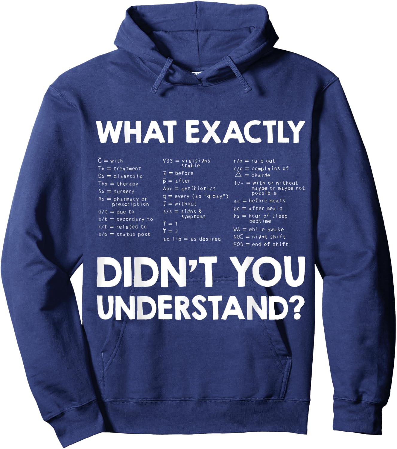 Nurse Nursing Medicine Doctor RN Medical Abbreviations Hoodie - Hoodie | Navy