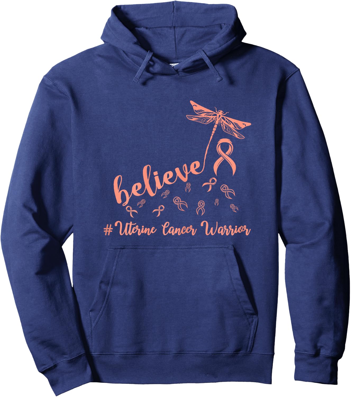 Uterine Cancer warrior dragonfly believe Hope Hoodie - Hoodie | Navy